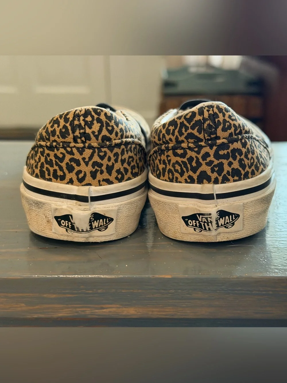 Vans Kids Slip-On Sneakers in Leopard Print Tan and Black